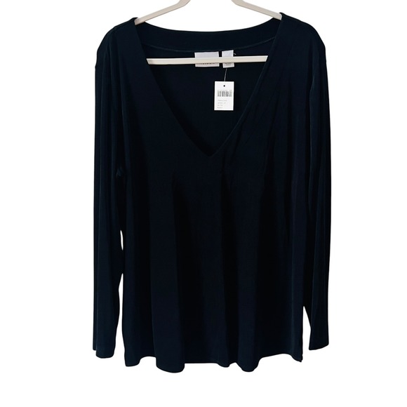 Chico's Tops - Chico's Travelers Layer-Up Tee Black V-Neck Top Size 3 (XL) NWT Casual Flowy